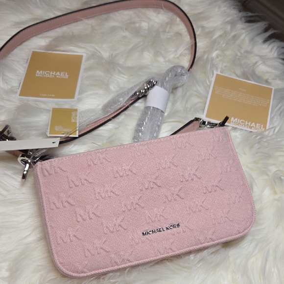 Michael Kors Blush Pink Denin Crossbody Bag - Picture 1 of 5